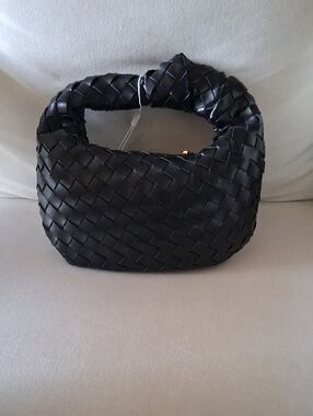 Urban Expressions Black Woven Mini Hobo Bag